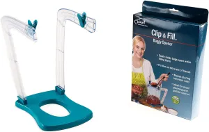 Jokari Jumbo Weight Bearing Clip and Fill Baggy Rack. Sturdy Stand Props Open Plastic Food Storage and Freezer Bags for Hands Free, No Mess Pouring of Leftovers, Meal Prep Ingredients or Snacks