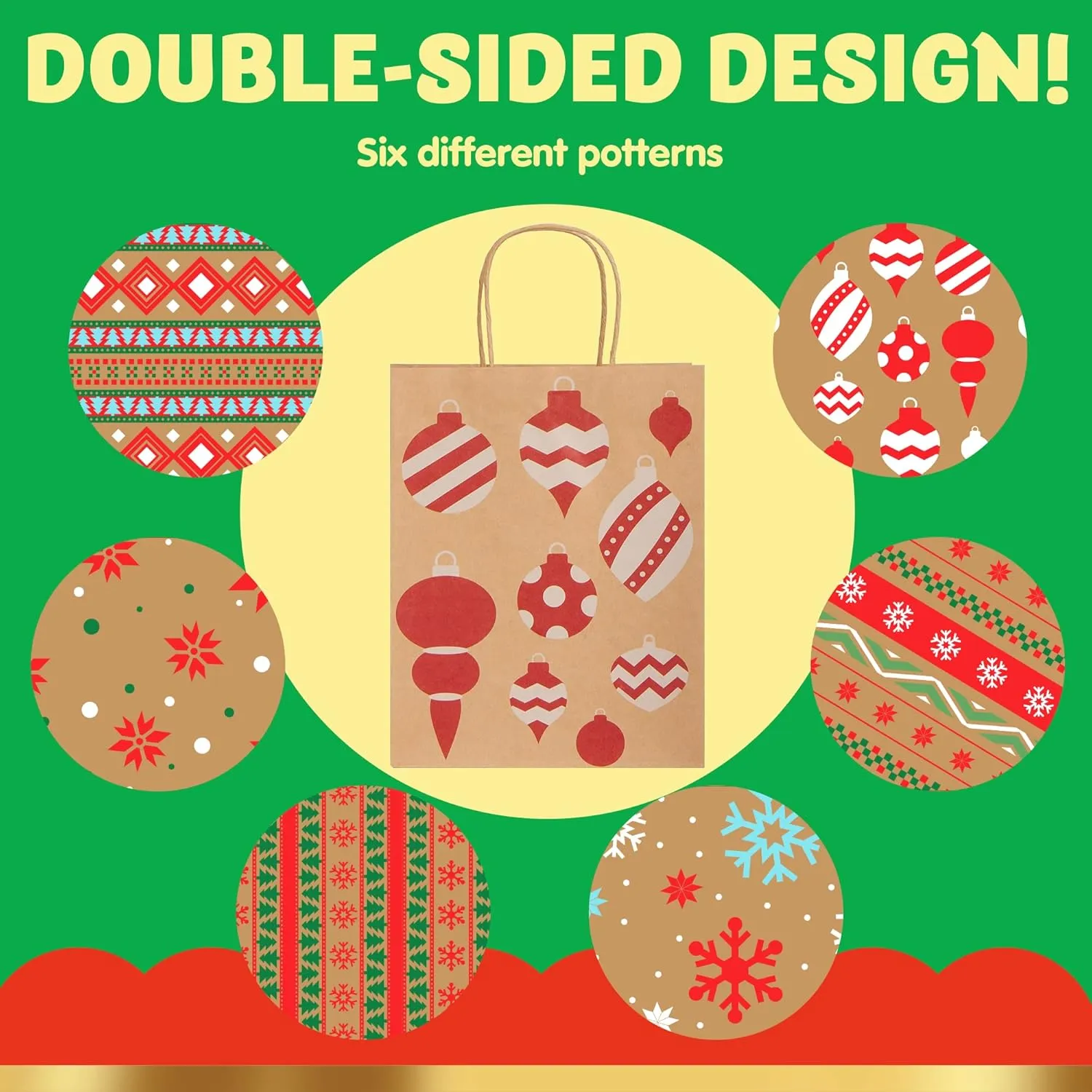 JOYIN 24 Christmas Kraft Gift Bags with Assorted Christmas Prints for Kraft Holiday Paper Gift Bags, Christmas Goody Bags, Christmas Gift Bags, Classrooms and Gifts