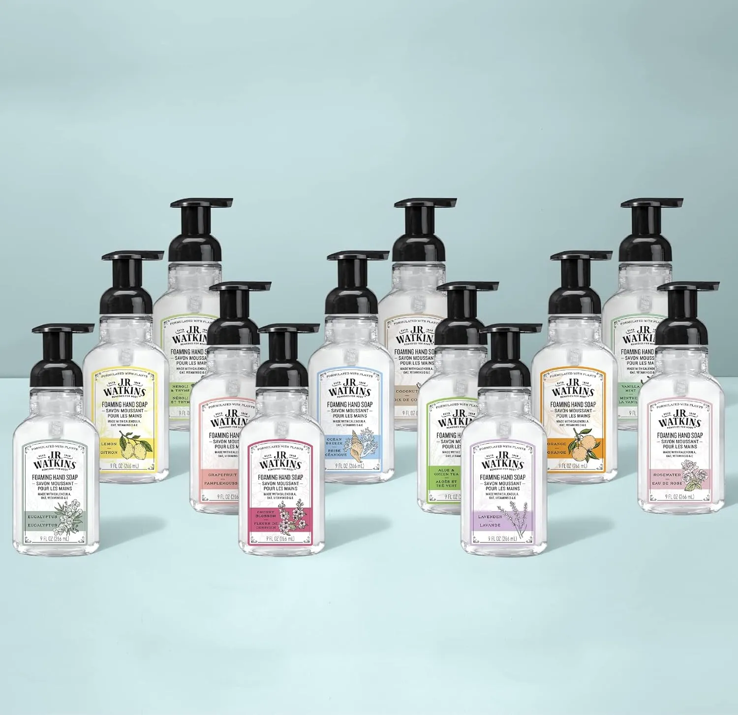 J.R. Watkins Foaming Hand Soap Refills, All Natural, Alcohol-Free Hand Wash, Cruelty-Free, USA Made, Moisturizing Hand Soap Refill for Bathroom or Kitchen, Lemon 28 fl oz Foam Soap Refill, 6 Pack