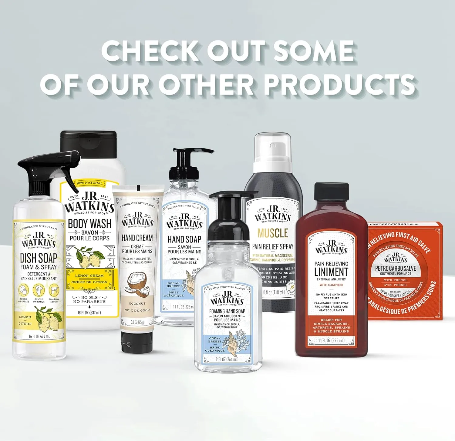 J.R. Watkins Foaming Hand Soap Refills, All Natural, Alcohol-Free Hand Wash, Cruelty-Free, USA Made, Moisturizing Hand Soap Refill for Bathroom or Kitchen, Lemon 28 fl oz Foam Soap Refill, 6 Pack