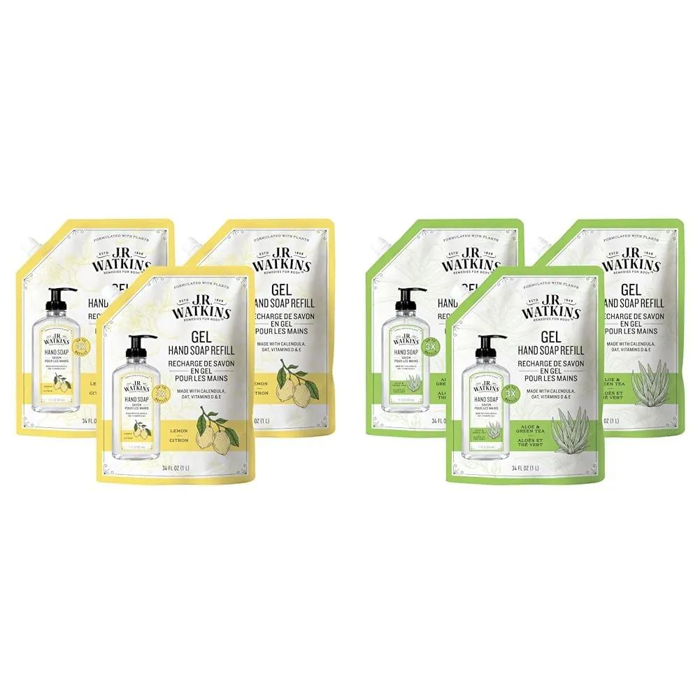 J.R. Watkins Gel Hand Soap Refill, Moisturizing Hand Wash, All Natural, Alcohol-Free & Gel Hand Soap Refill, Moisturizing Hand Wash, All Natural, Alcohol-Free, Cruelty-Free, USA Made
