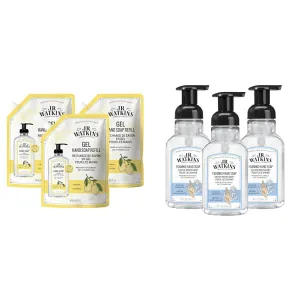 J.R. Watkins Gel Hand Soap Refill, Moisturizing Hand Wash, All Natural, Alcohol-Free, Cruelty-Free & Foaming Hand Soap with Pump Dispenser, Moisturizing Foam Hand Wash, All Natural