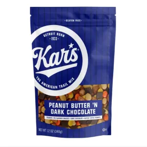 Kar's Nuts Peanut Butter 'N Dark Chocolate Trail Mix Snacks - Roasted Peanuts, Peanut Butter Candies, Dark Chocolate & Butter Toffee Peanuts, 12 oz Resealable Pouch (Pack of 6)
