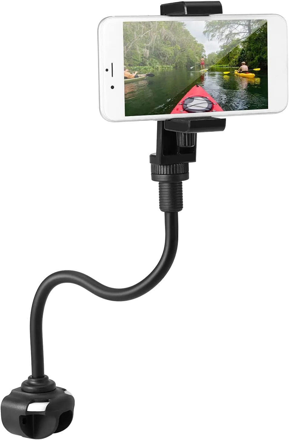 Kayak Phone Mount with Universal Flexible Long Arm Boat/Canoe Camera Holder, Fishing Finder & Cellphone Bracket, Secure & Convenient for Kayaking Enthusiasts