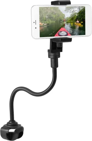 Kayak Phone Mount with Universal Flexible Long Arm Boat/Canoe Camera Holder, Fishing Finder & Cellphone Bracket, Secure & Convenient for Kayaking Enthusiasts