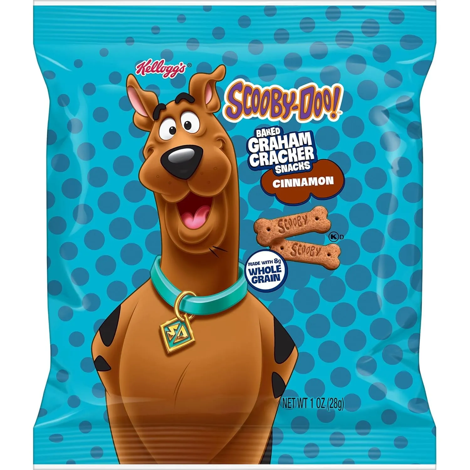 Kellogg's SCOOBY-DOO! Baked Graham Cracker Snacks, Lunch Snacks, Snack Crackers, Cinnamon (40 Pouches)