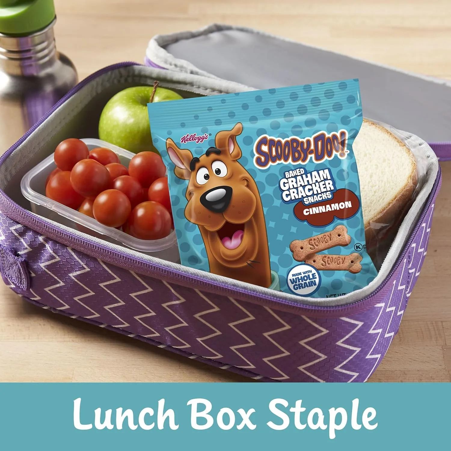 Kellogg's SCOOBY-DOO! Baked Graham Cracker Snacks, Lunch Snacks, Snack Crackers, Cinnamon (40 Pouches)