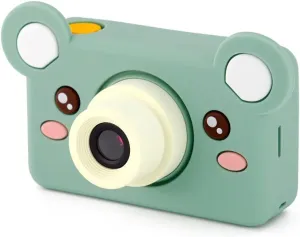 Kidamento Kids Digital Camera & Video Camcorder, Soft BPA-Free Silicone Casing, 32GB Memory Card - Model C - Mikayo The Bear