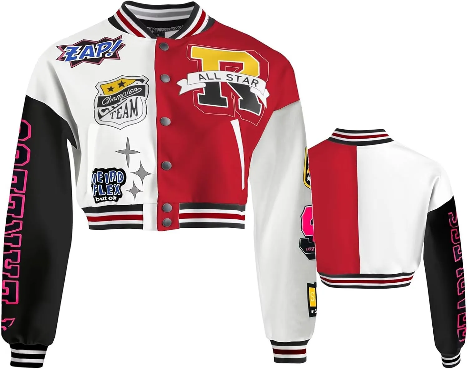 Kids Baseball Jacket Varsity Style Casual Fit Sport Boys Girls Team Uniforms Cardigan Sweatshirt Black-2Years