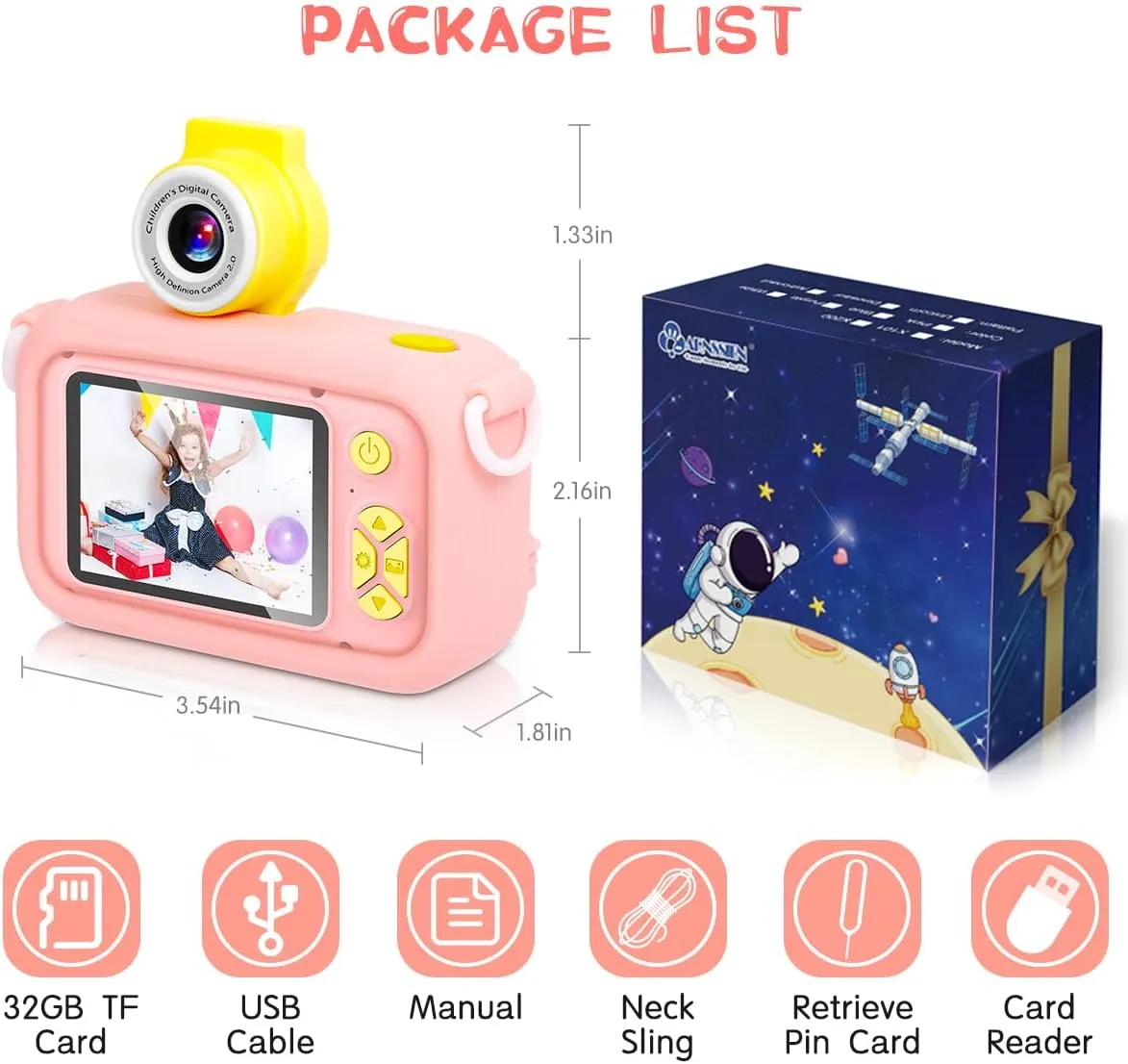 Kids Camera, Toddler Kid Digital Camera with 180°Flip Lens & 2.4in IPS Screen, Birthday Festival Gifts Present Toy for 4 5 6 7 8 9 10 11 Year Old Girls/Boys, 32 GB Card Included, X101