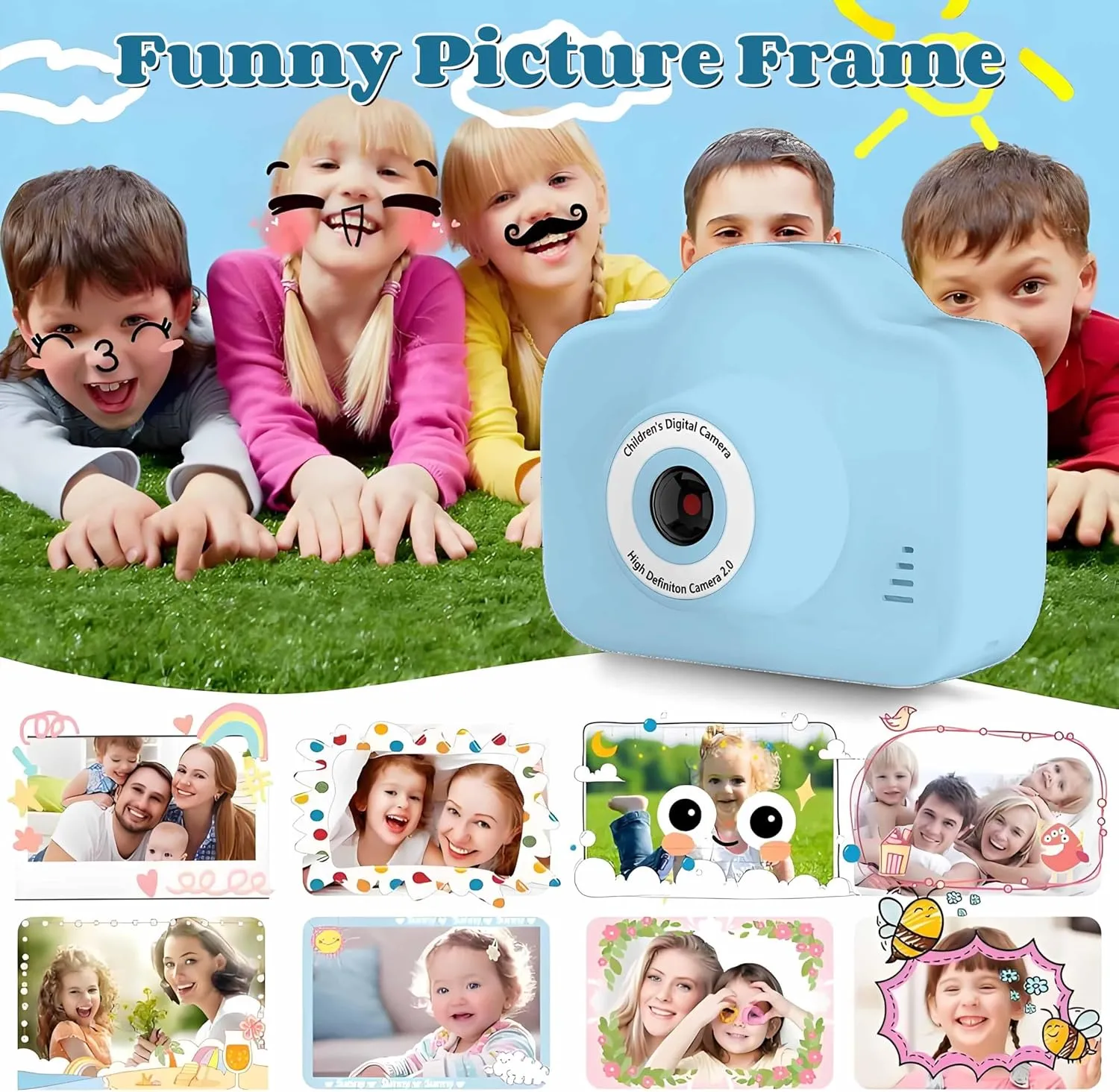 Kids Selfie Camera，Kids Camera Toys for 3-12 Years Old Girls Boys，Portable Children Digital Video Camcorder Camera with OTG Adapter Instantly Share Photos，Best Chritmas Gift for Kids with 128G SD Card