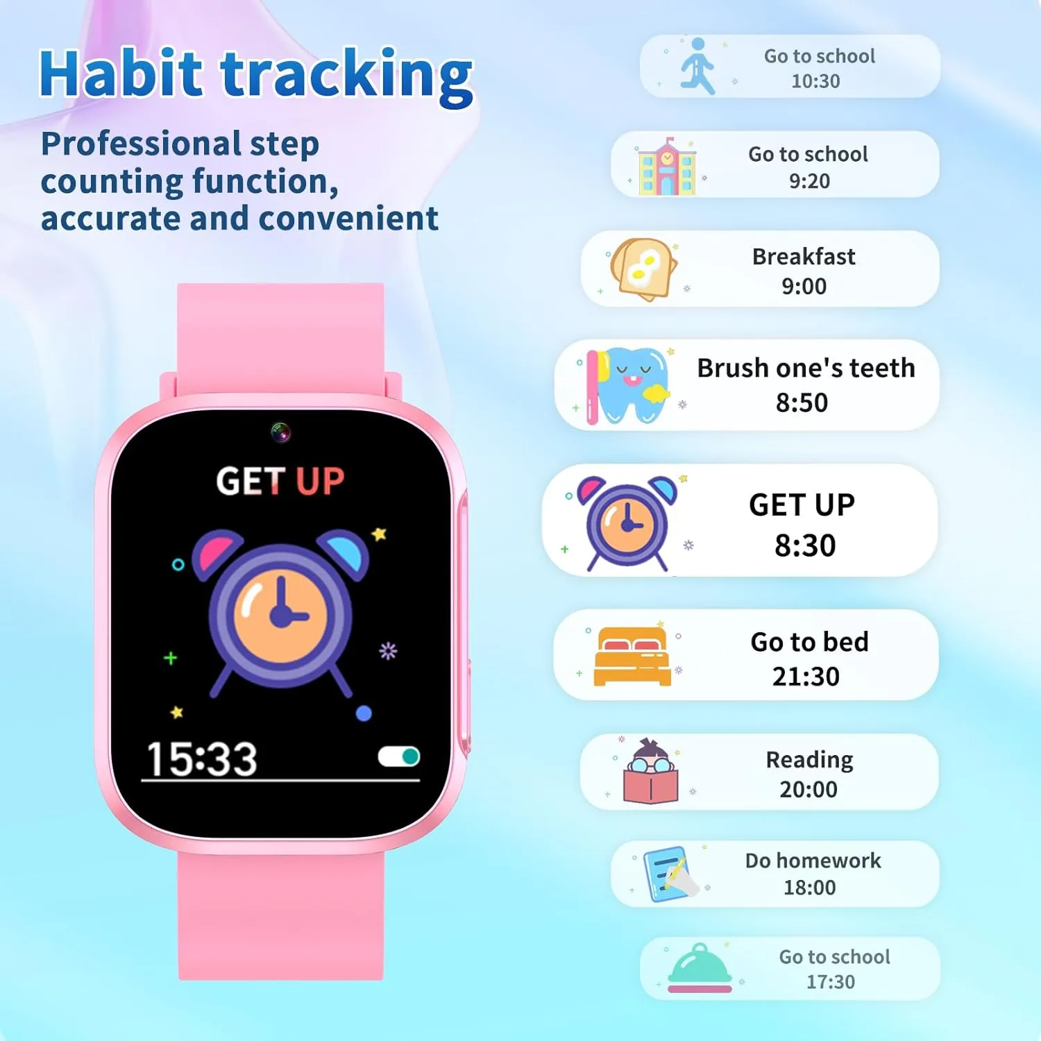 Kids Smart Watch with Learning Card, Audio Story, 31 Games, HD Camera, Music Player, Pedometer, Flashlight, Educational Toys, Perfect Birthday for Boys and Girls Ages 4-10 (Pink)