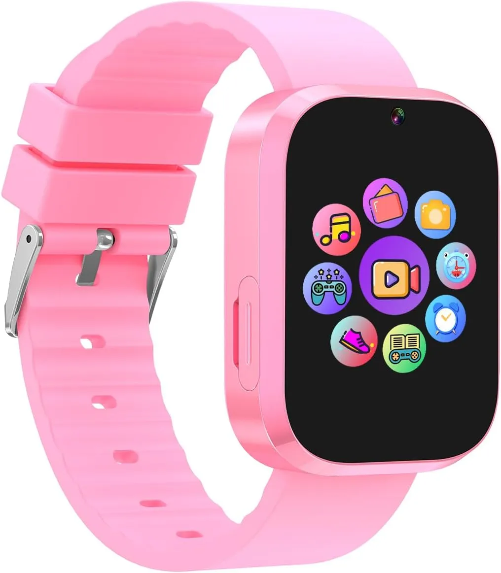Kids Smart Watch with Learning Card, Audio Story, 31 Games, HD Camera, Music Player, Pedometer, Flashlight, Educational Toys, Perfect Birthday for Boys and Girls Ages 4-10 (Pink)
