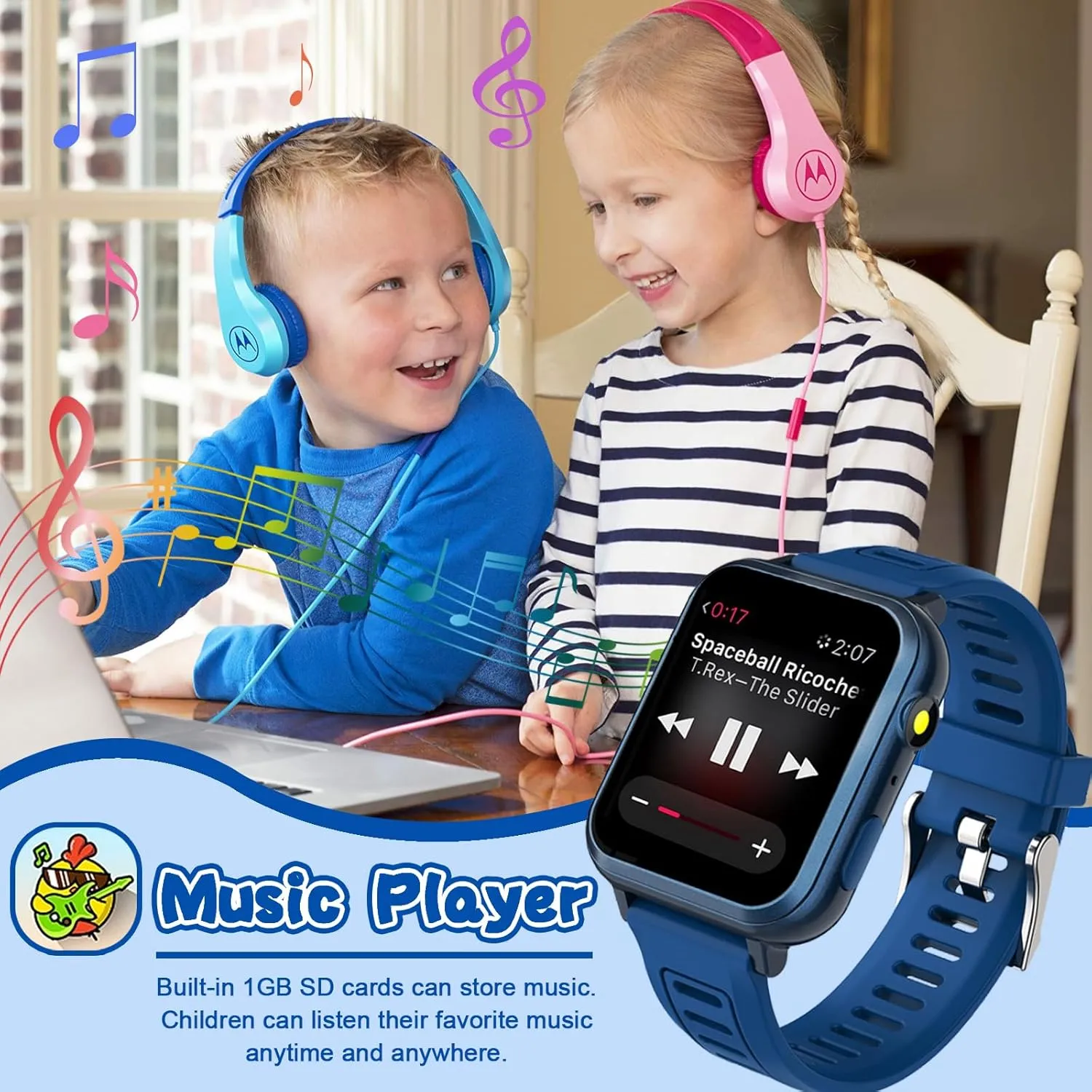 Kids Smartwatch, Toy for Boys and Girls Ages 3-13 with 24 Games, Camera, Music Playback, time Display, Video and Audio Recording Features and More (Blue)