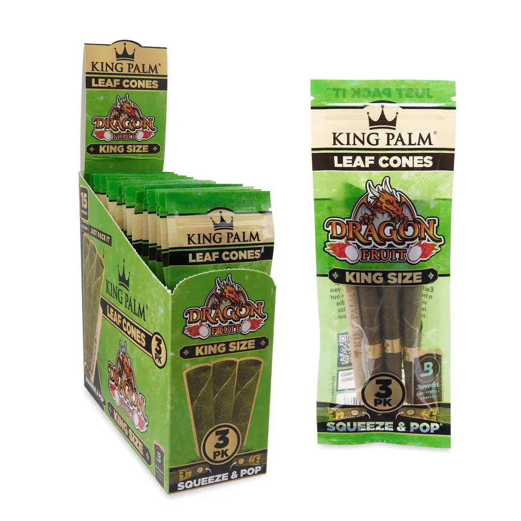 King Palm King Size Cone - Dragon Fruit - 3 Per Pack - (15 Per Display)