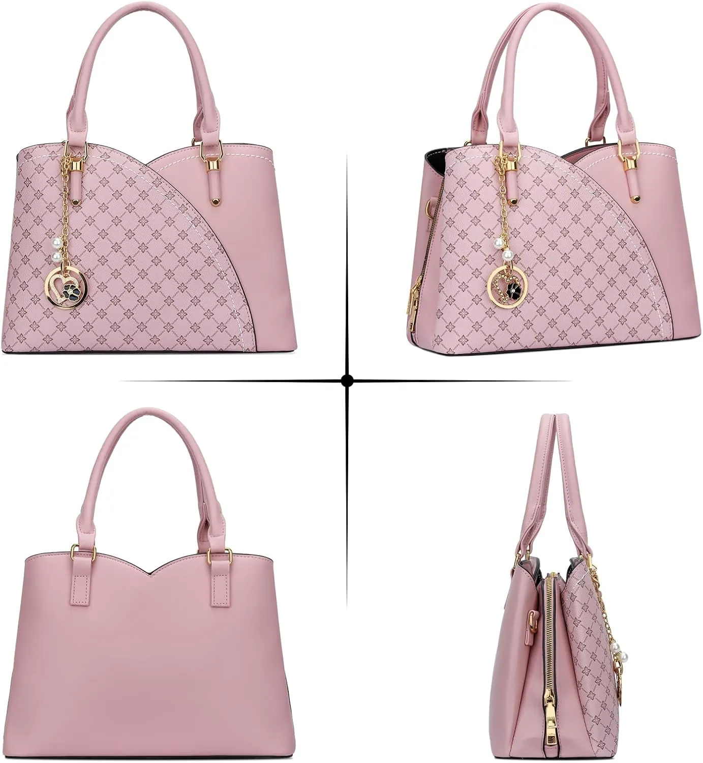 KKXIU Triple Compartments Purses and Handbags for Women Fashion Ladies Satchel Shoulder Top Handle Bag