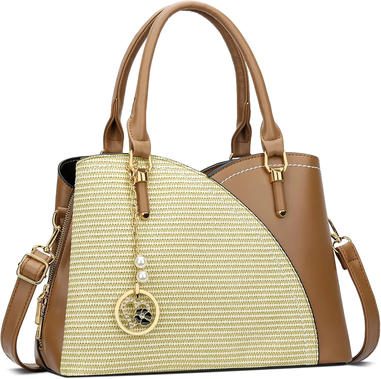 KKXIU Triple Compartments Purses and Handbags for Women Fashion Ladies Satchel Shoulder Top Handle Bag