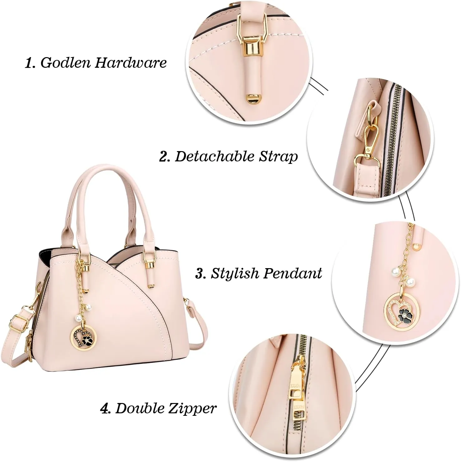 KKXIU Triple Compartments Purses and Handbags for Women Fashion Ladies Satchel Shoulder Top Handle Bag