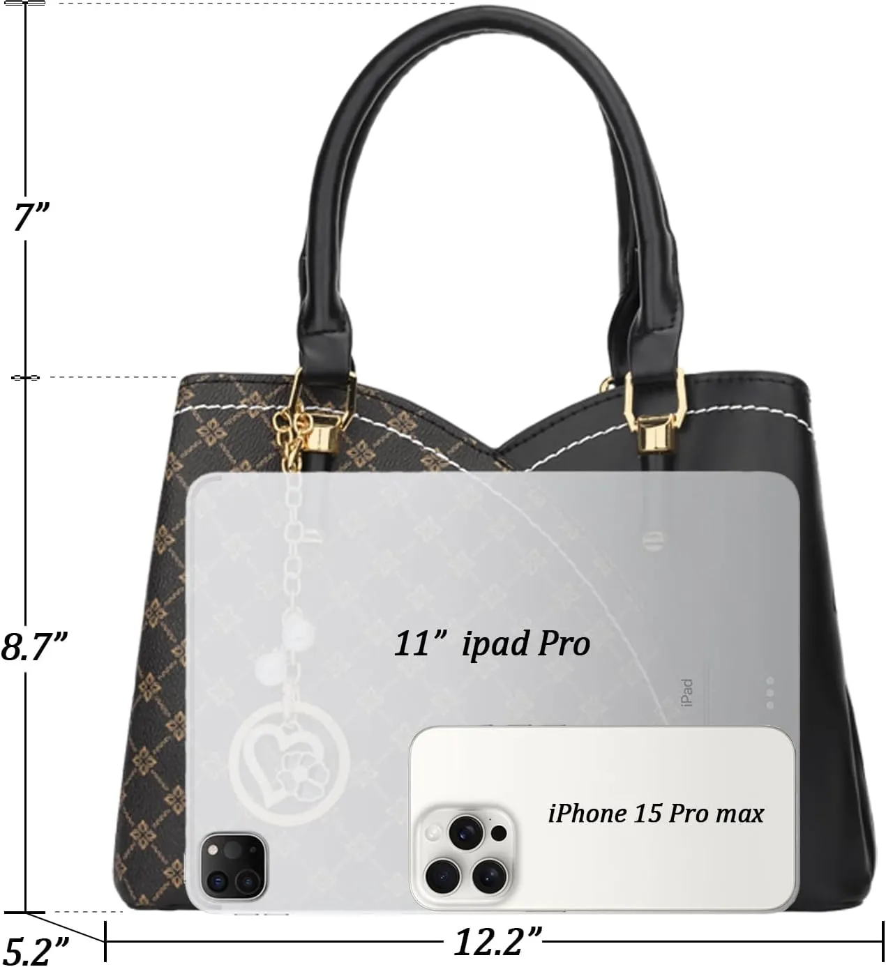 KKXIU Triple Compartments Purses and Handbags for Women Fashion Ladies Satchel Shoulder Top Handle Bag