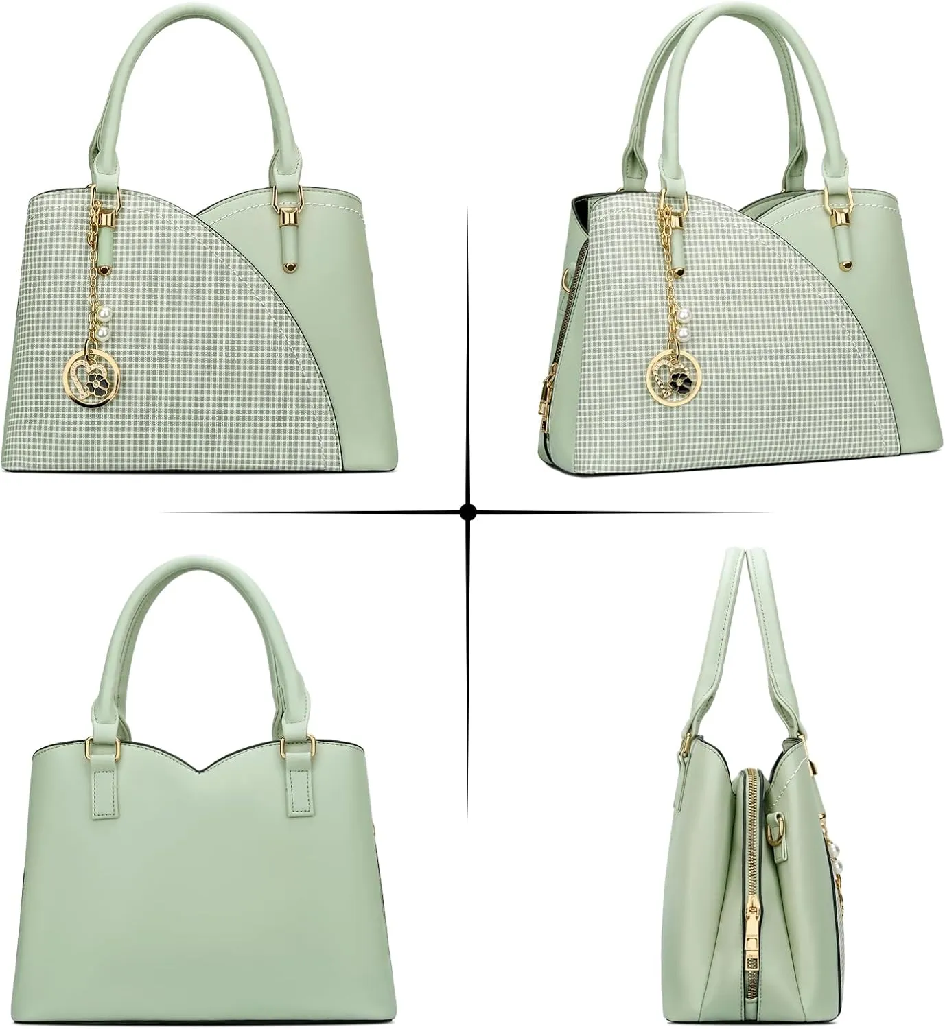 KKXIU Triple Compartments Purses and Handbags for Women Fashion Ladies Satchel Shoulder Top Handle Bag