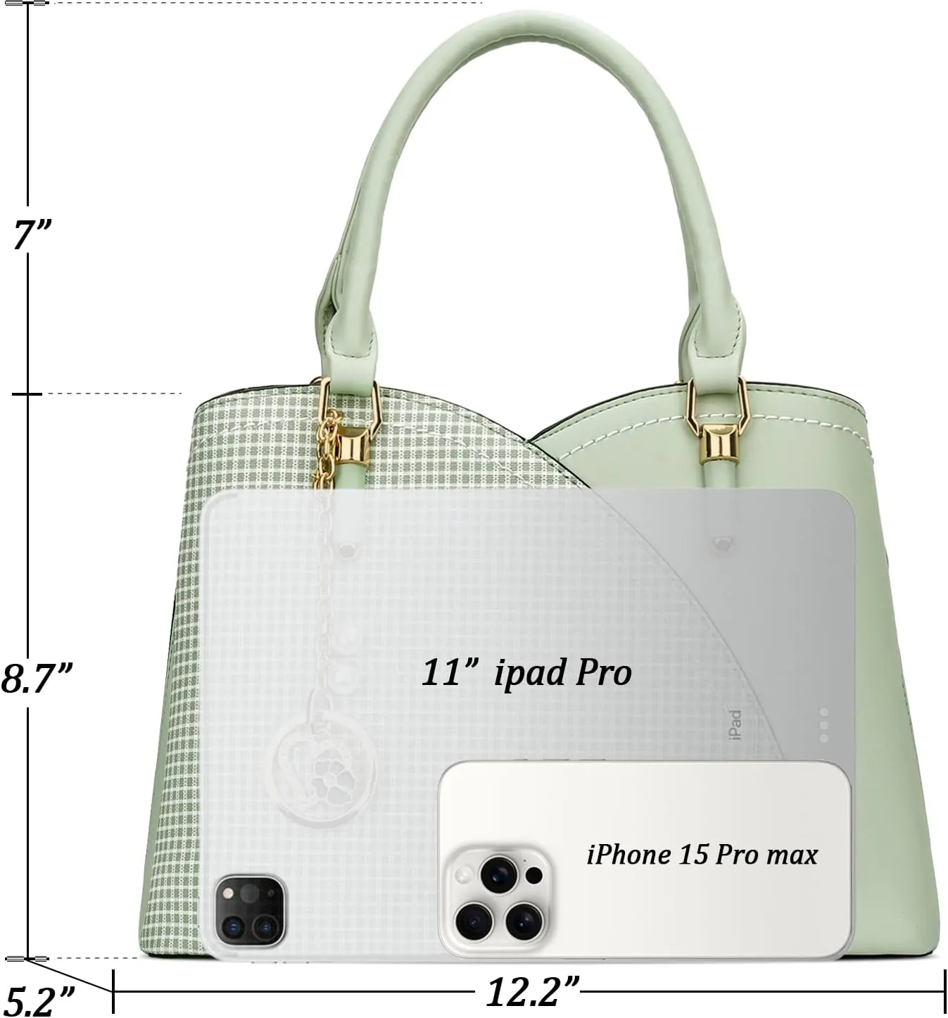 KKXIU Triple Compartments Purses and Handbags for Women Fashion Ladies Satchel Shoulder Top Handle Bag