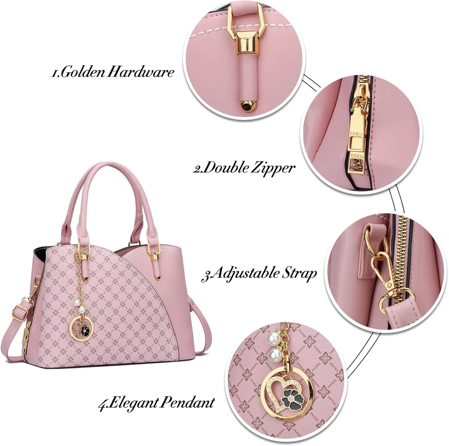 KKXIU Triple Compartments Purses and Handbags for Women Fashion Ladies Satchel Shoulder Top Handle Bag
