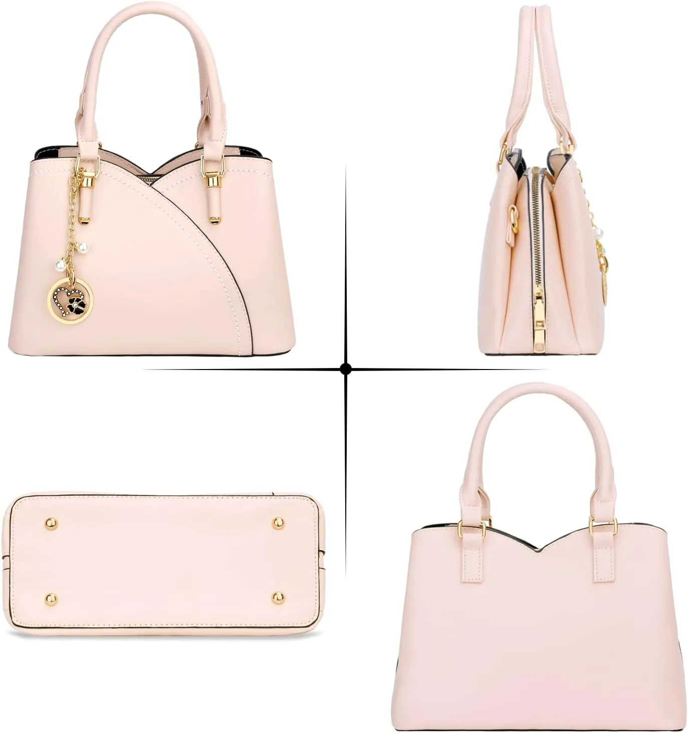 KKXIU Triple Compartments Purses and Handbags for Women Fashion Ladies Satchel Shoulder Top Handle Bag