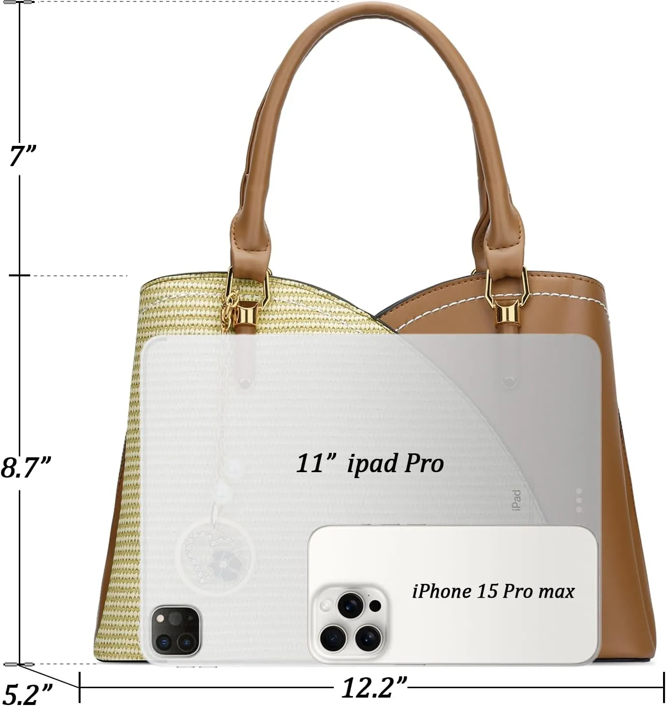 KKXIU Triple Compartments Purses and Handbags for Women Fashion Ladies Satchel Shoulder Top Handle Bag