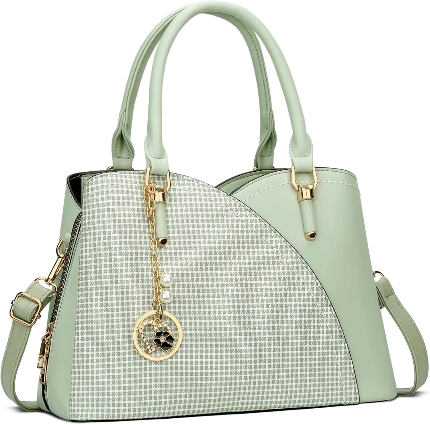 KKXIU Triple Compartments Purses and Handbags for Women Fashion Ladies Satchel Shoulder Top Handle Bag