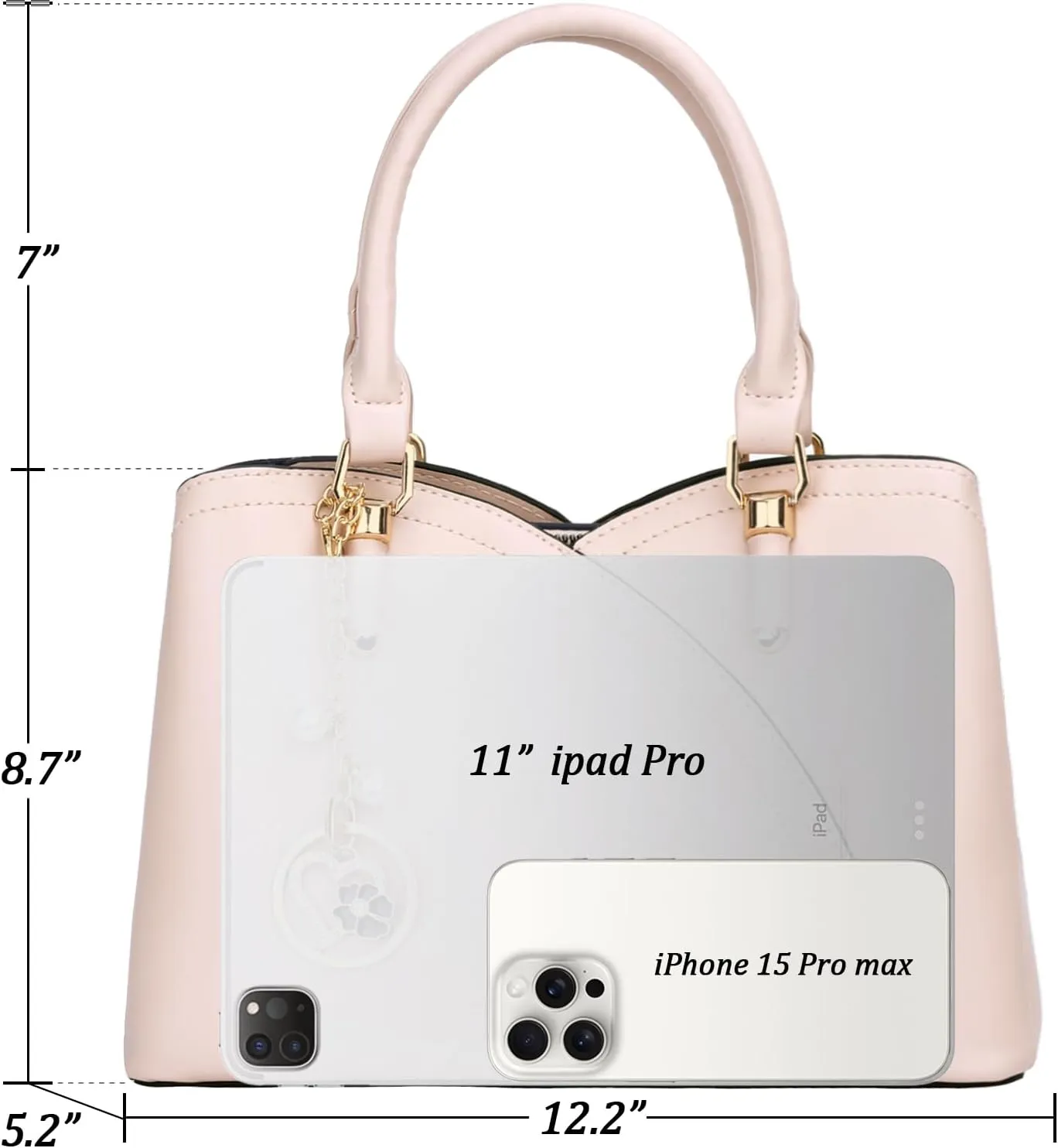 KKXIU Triple Compartments Purses and Handbags for Women Fashion Ladies Satchel Shoulder Top Handle Bag