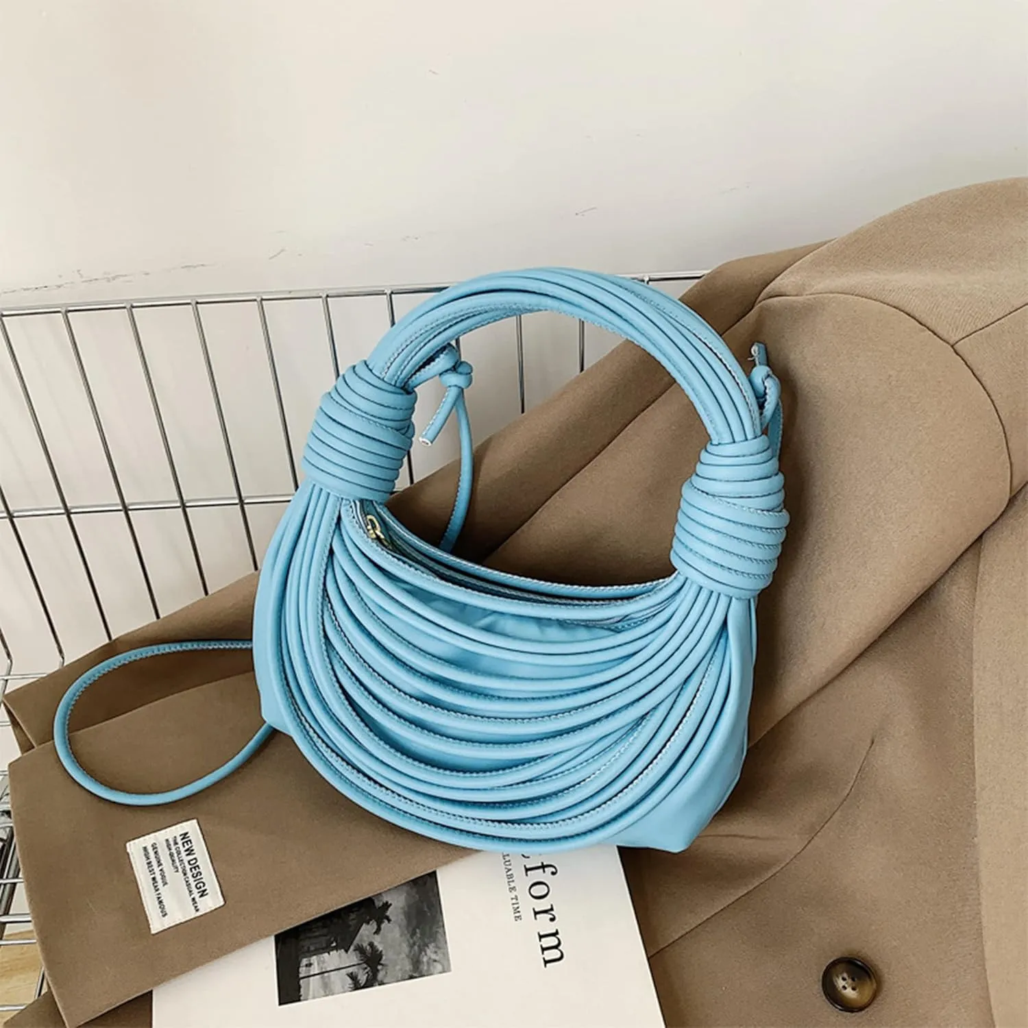 knotted woven tote bag handbag for women Woven Handbag Purse for Women Handwoven Satchel Clutch Purse
