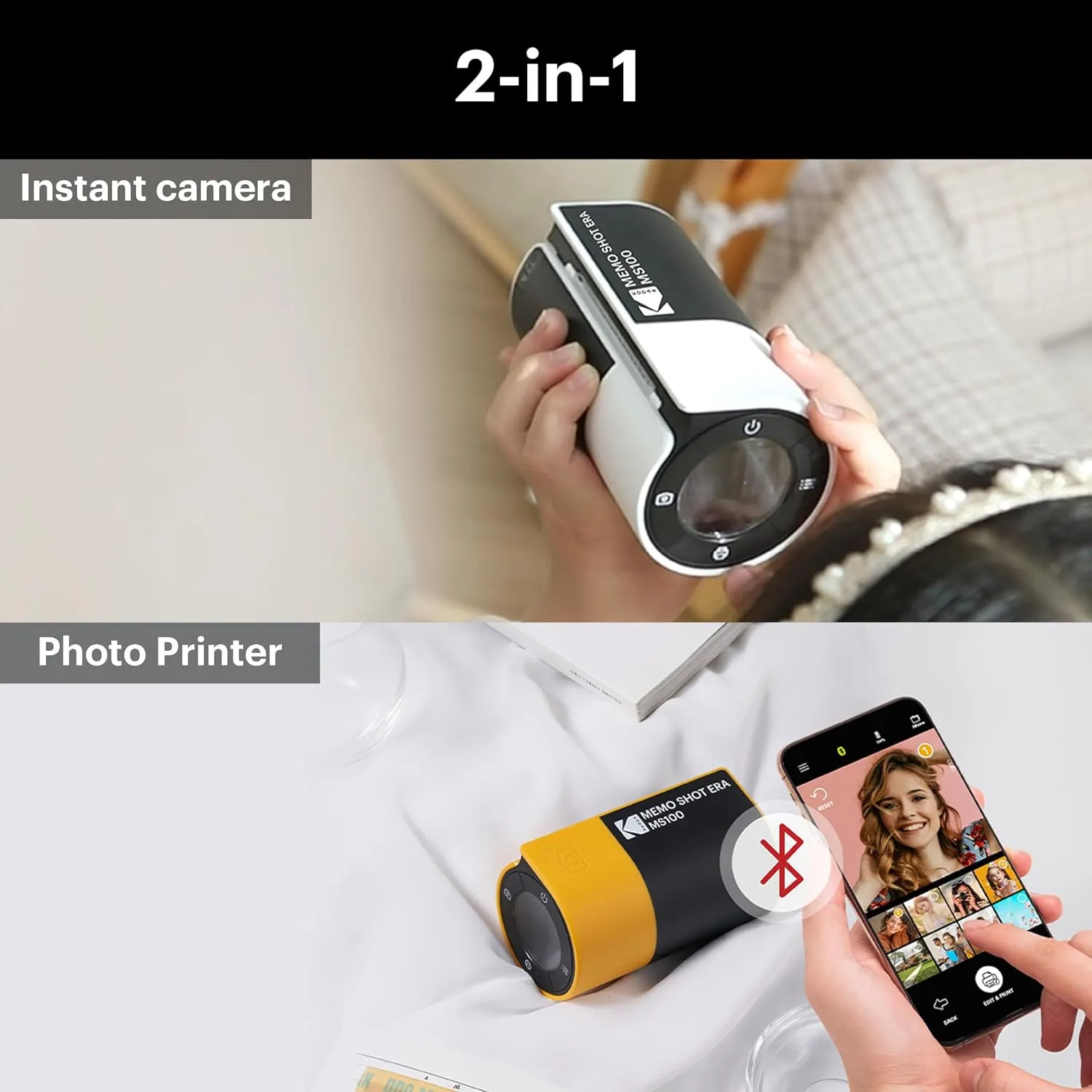 KODAK Memo Shot ERA Kids Instant Digital Camera and Photo Label Printer (White, Camera   10 Rolls)
