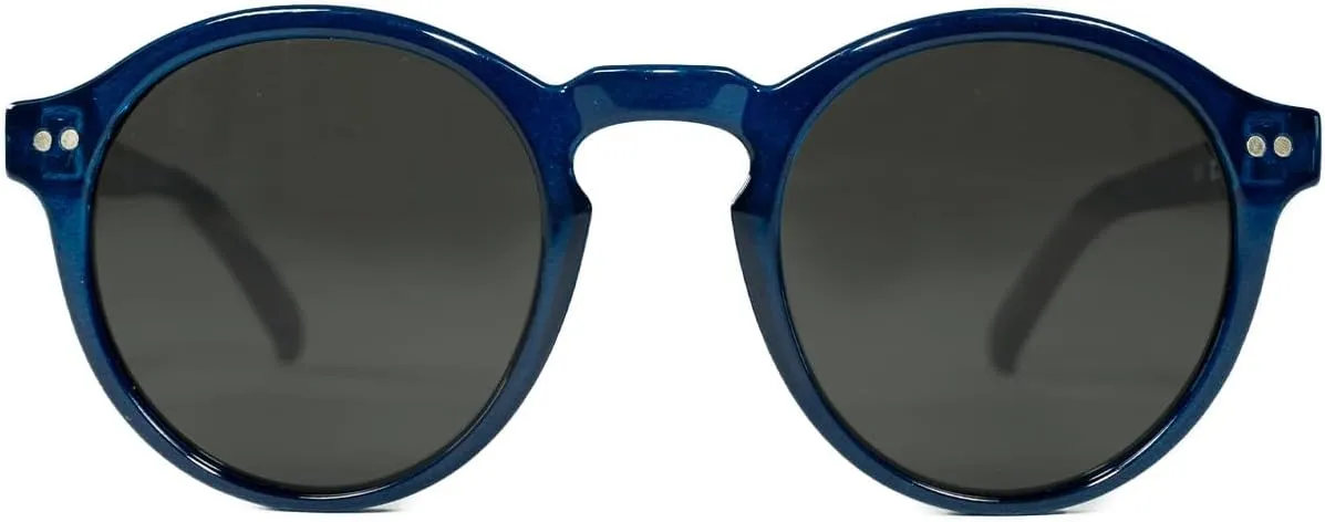 Kolo Harrison Premium Italian Sunglasses, Classic Round Style, Blue