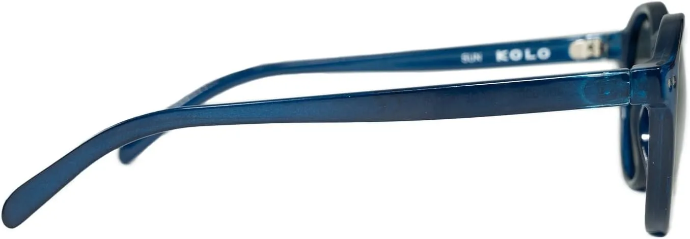 Kolo Harrison Premium Italian Sunglasses, Classic Round Style, Blue