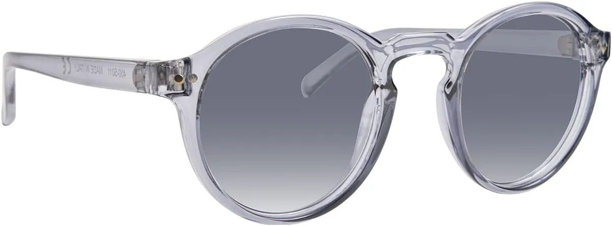 Kolo Harrison Premium Italian Sunglasses, Classic Round Style, Crystal Grey