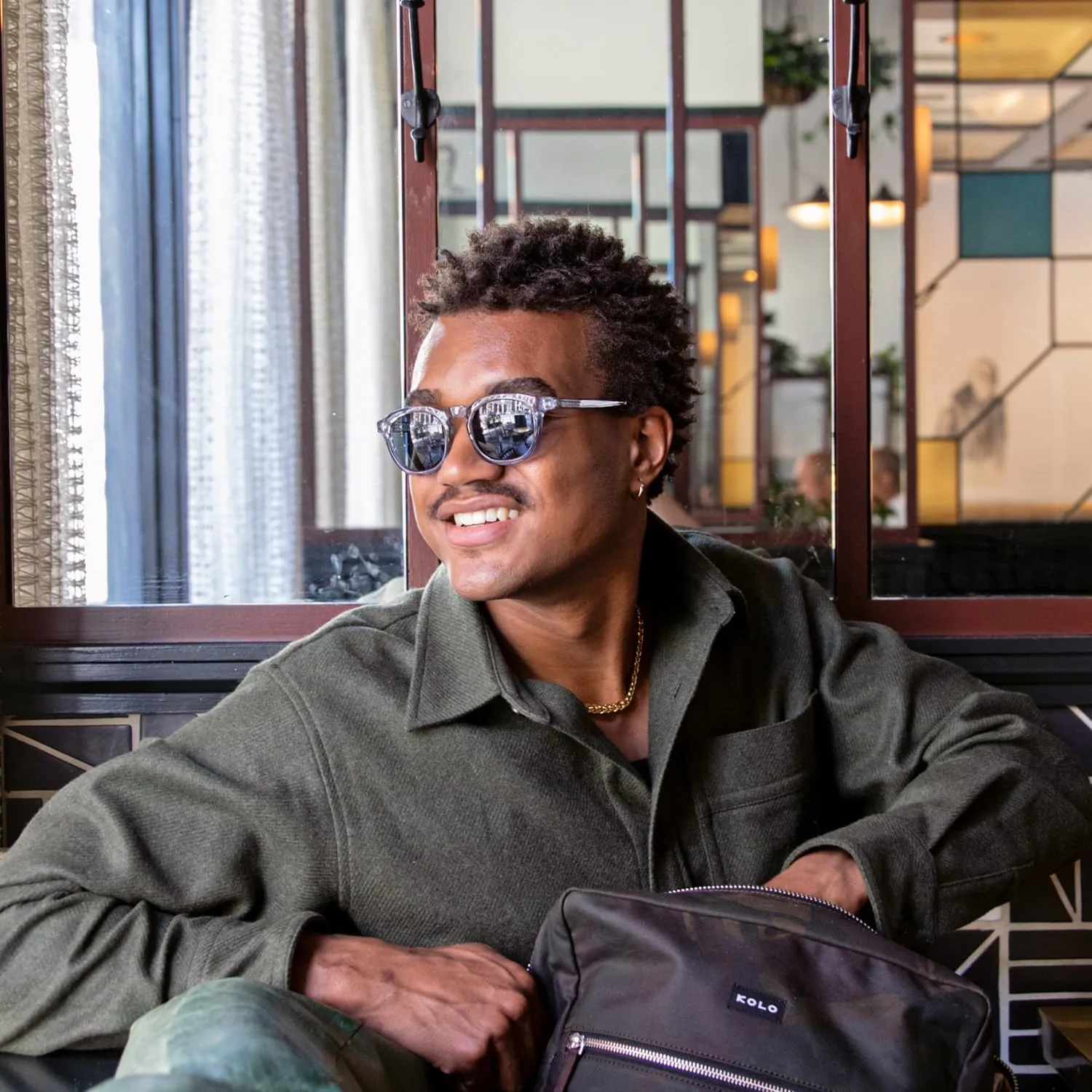 Kolo Webster Premium Italian Sunglasses, Classic Square-Shaped Style, Dark Tortoise