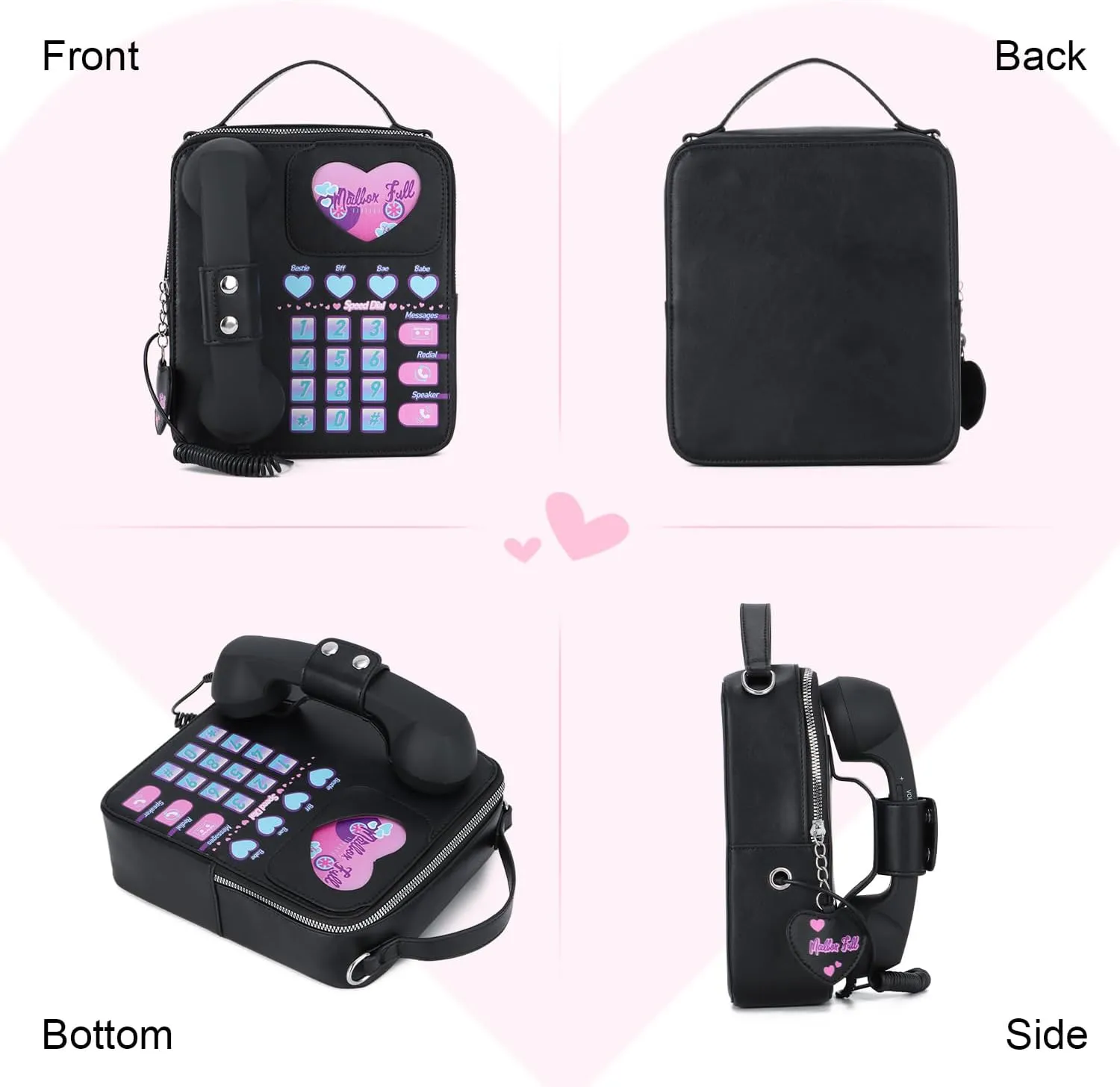 KUANG! Women Novelty Telephone Bag Chain Shoulder Handbag Leather Phone Shaped Purse Top Handle Crossbody Bag for Girls