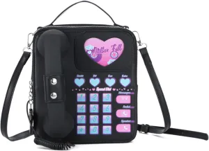 KUANG! Women Novelty Telephone Bag Chain Shoulder Handbag Leather Phone Shaped Purse Top Handle Crossbody Bag for Girls