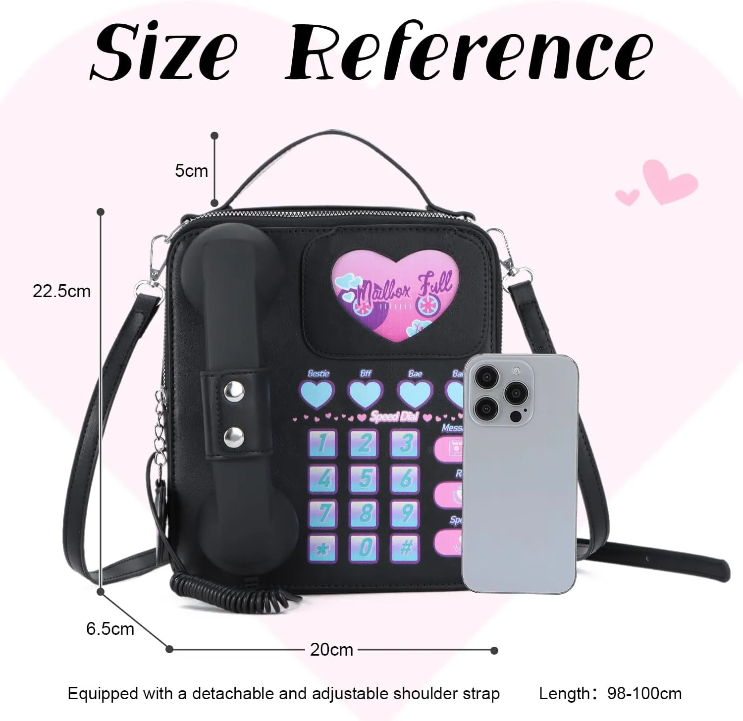 KUANG! Women Novelty Telephone Bag Chain Shoulder Handbag Leather Phone Shaped Purse Top Handle Crossbody Bag for Girls