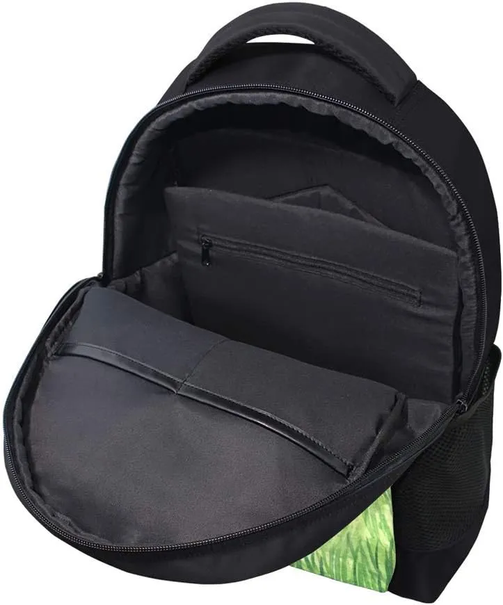Kuizee Classic Backpack Schoolbag Adjustable Padded Shoulder Straps Daypack ﻿Summer Landscap Watercolor Green Forest Casual Bags Durable College Daily 16Inch