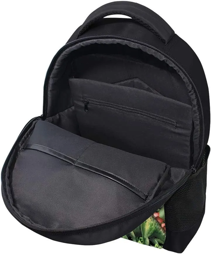Kuizee Classic Backpack Schoolbag Adjustable Padded Shoulder Straps Daypack ﻿Watercolor Dinosaurs Green Prehistoric Plants Casual Bags Durable College Daily 16Inch