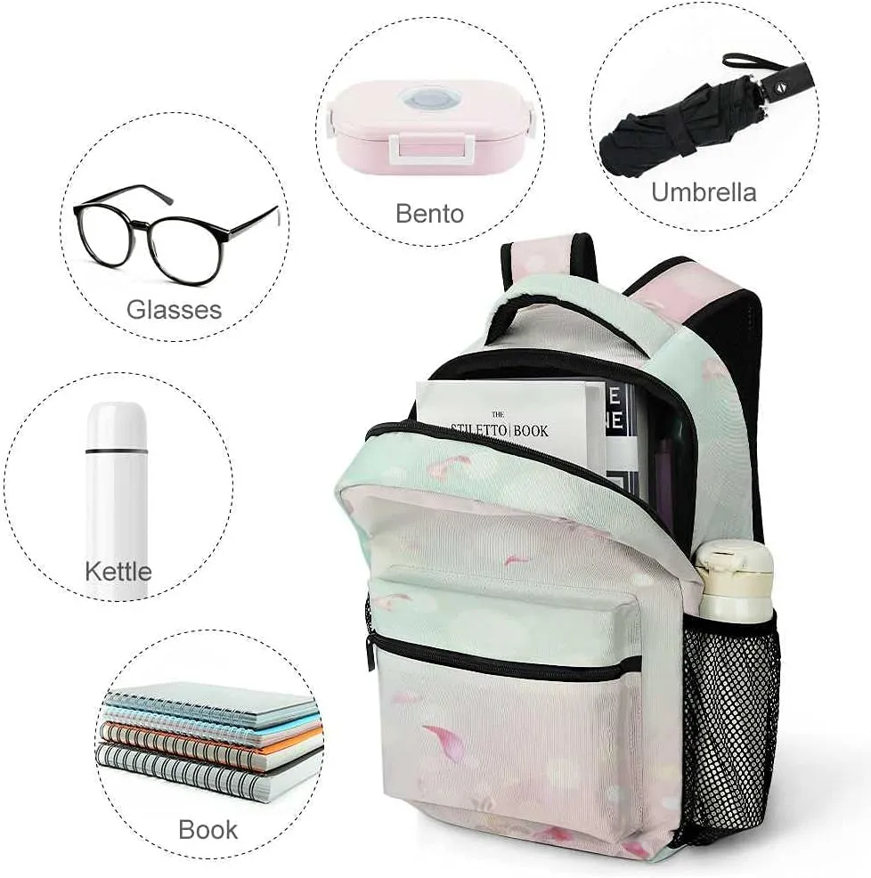 Kuizee Travel Laptop Backpack Business Daypack Work Bookbag Flying Spring Flowers Pink Durable iPad Tablet School College Book Bags Casual Bags for Men and Women