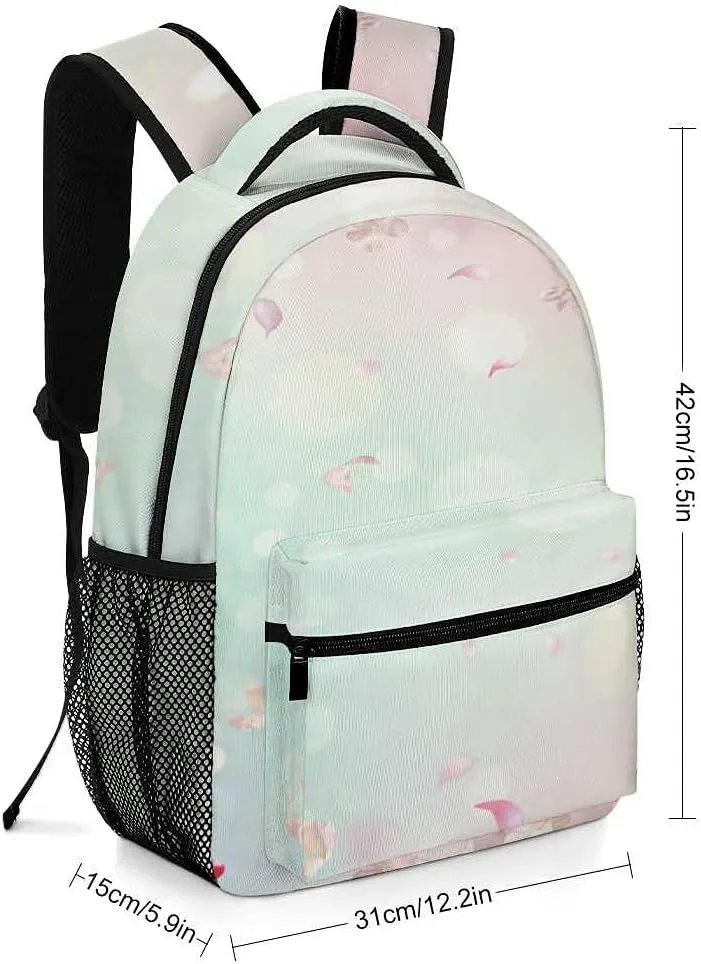 Kuizee Travel Laptop Backpack Business Daypack Work Bookbag Flying Spring Flowers Pink Durable iPad Tablet School College Book Bags Casual Bags for Men and Women