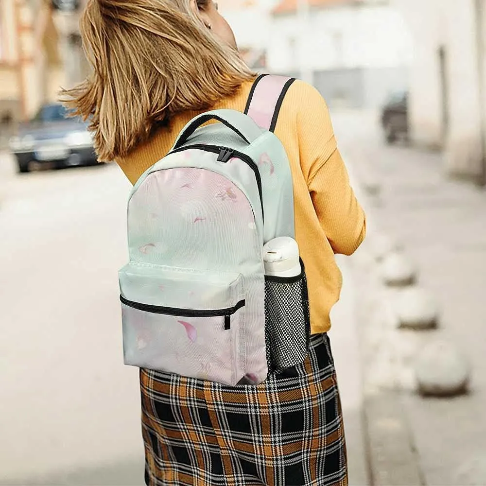 Kuizee Travel Laptop Backpack Business Daypack Work Bookbag Flying Spring Flowers Pink Durable iPad Tablet School College Book Bags Casual Bags for Men and Women