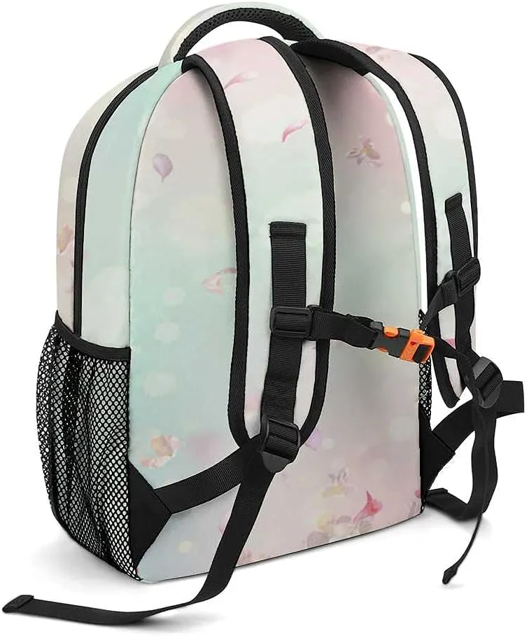 Kuizee Travel Laptop Backpack Business Daypack Work Bookbag Flying Spring Flowers Pink Durable iPad Tablet School College Book Bags Casual Bags for Men and Women