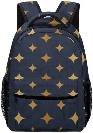 Kuizee Travel Laptop Backpack Business Daypack Work Bookbag Glitter Golden Stars Marble Texture Durable iPad Tablet School College Book Bags Casual Bags for Men and Women