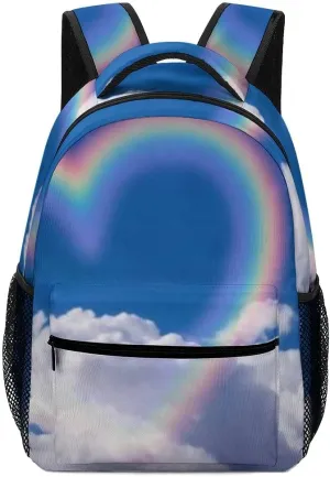 Kuizee Travel Laptop Backpack Business Daypack Work Bookbag Heart Shape Rainbow Sky Durable iPad Tablet School College Book Bags Casual Bags for Men and Women