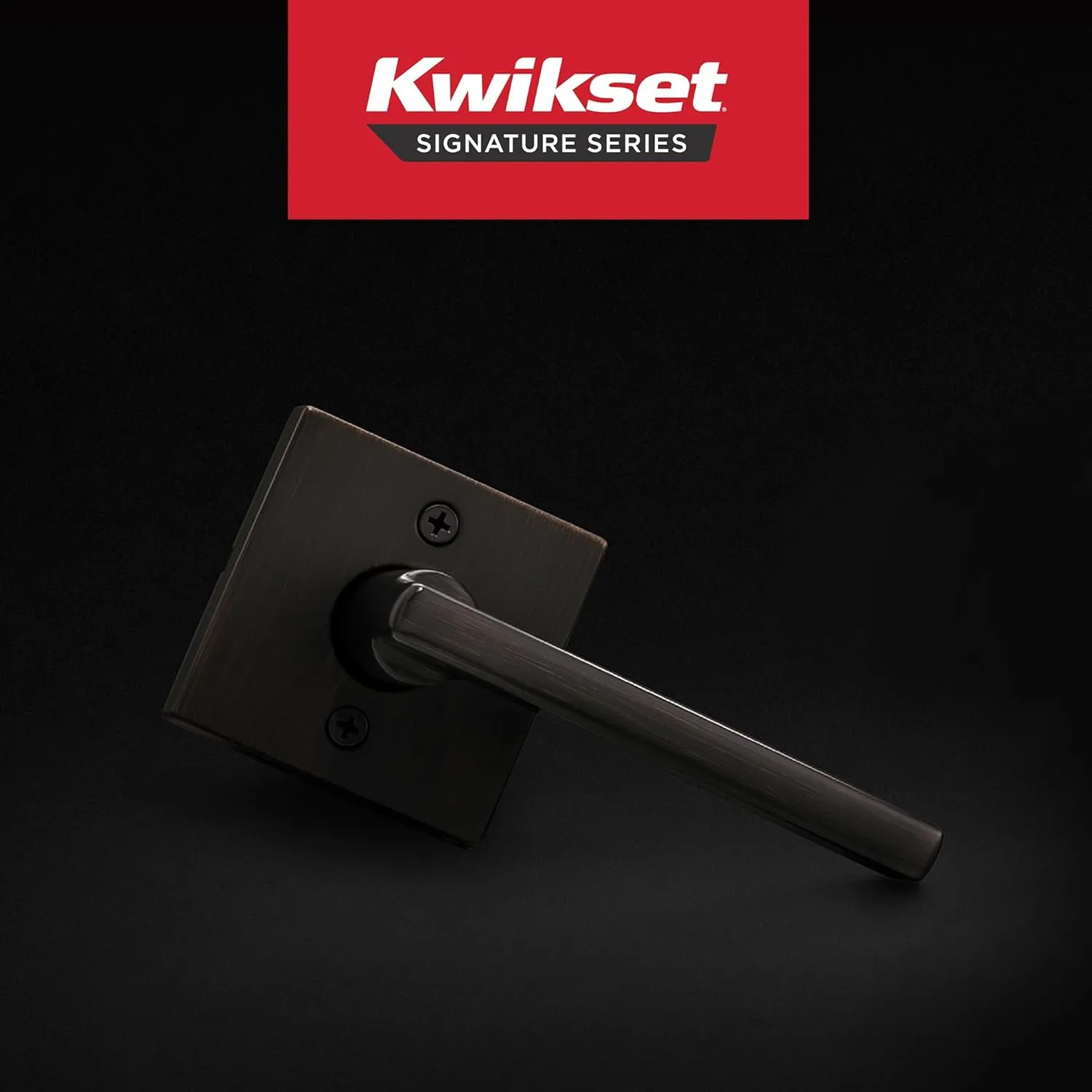 Kwikset Halifax Dummy Door Handle, Single Sided Lever for Closets, French Double Doors, and Pantry, Venetian Bronze Non-Turning Reversible Interior Push/Pull Lever, with Microban Protection