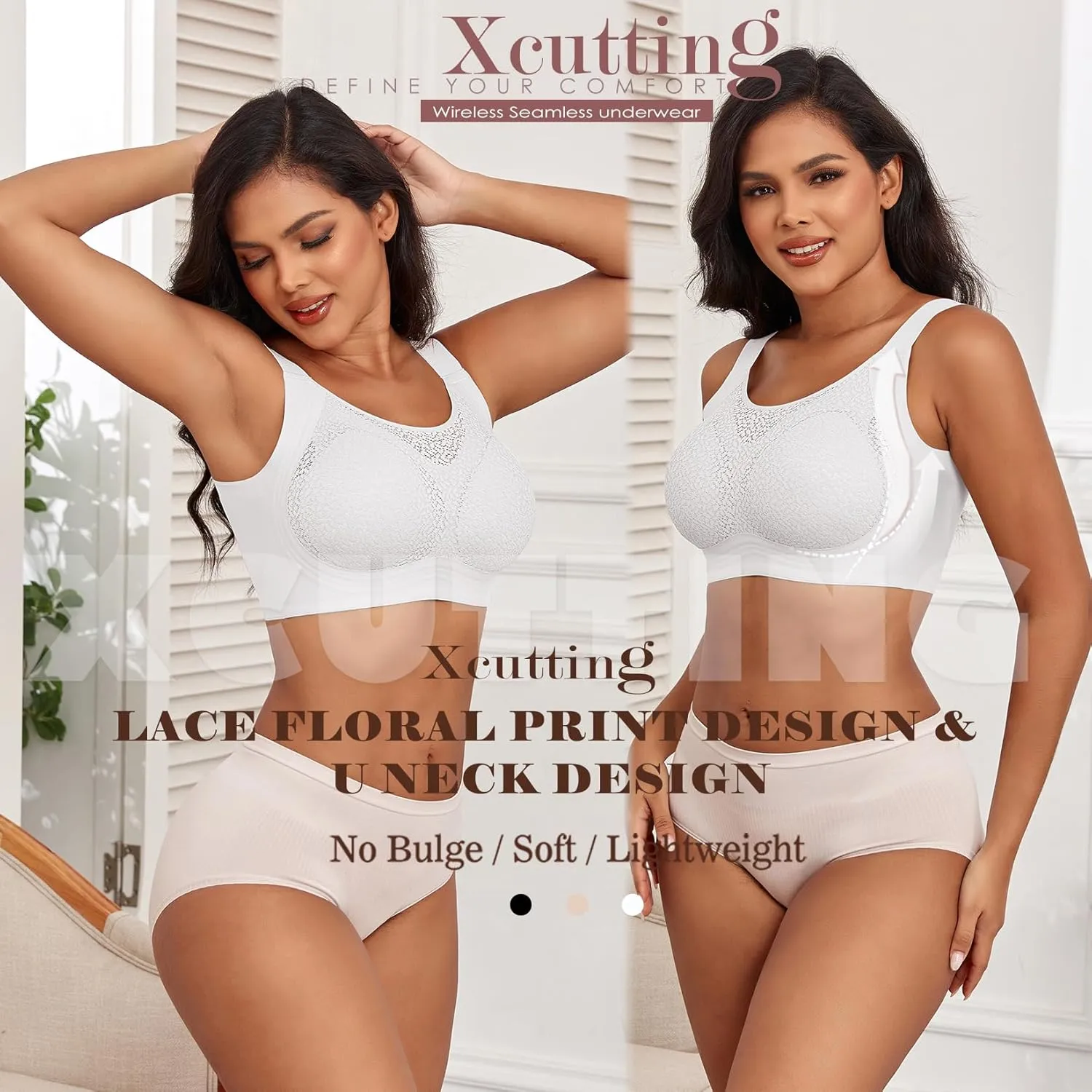 Lace Women's Seamless No Underwire Bra Soft Wireless Comfort Bralettes Full Coverage Bralette Everyday T-Shirt Bra