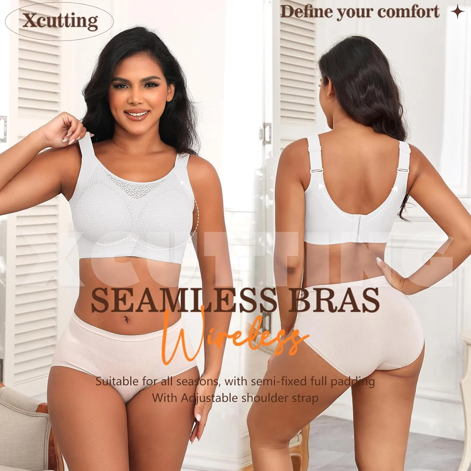 Lace Women's Seamless No Underwire Bra Soft Wireless Comfort Bralettes Full Coverage Bralette Everyday T-Shirt Bra
